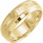 Gold Hammered Wedding Band with Beveled Edges, SOLD