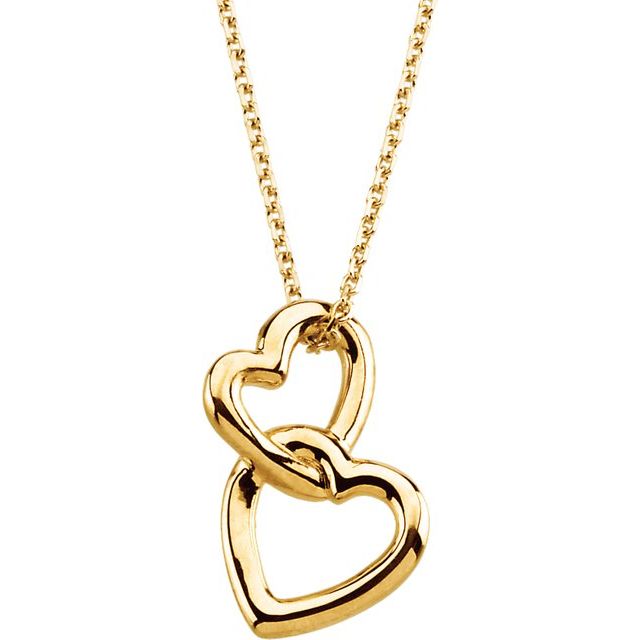 Gold Double Heart Necklace, SOLD