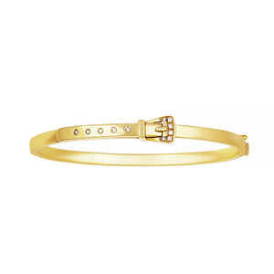 Gold and Diamond Buckle Motif Bangle Bracelet, SALE, SOLD