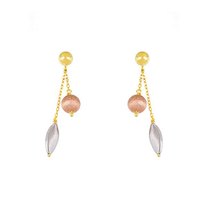14k Yellow, Rose and White Gold Dangle Earrings, SOLD
