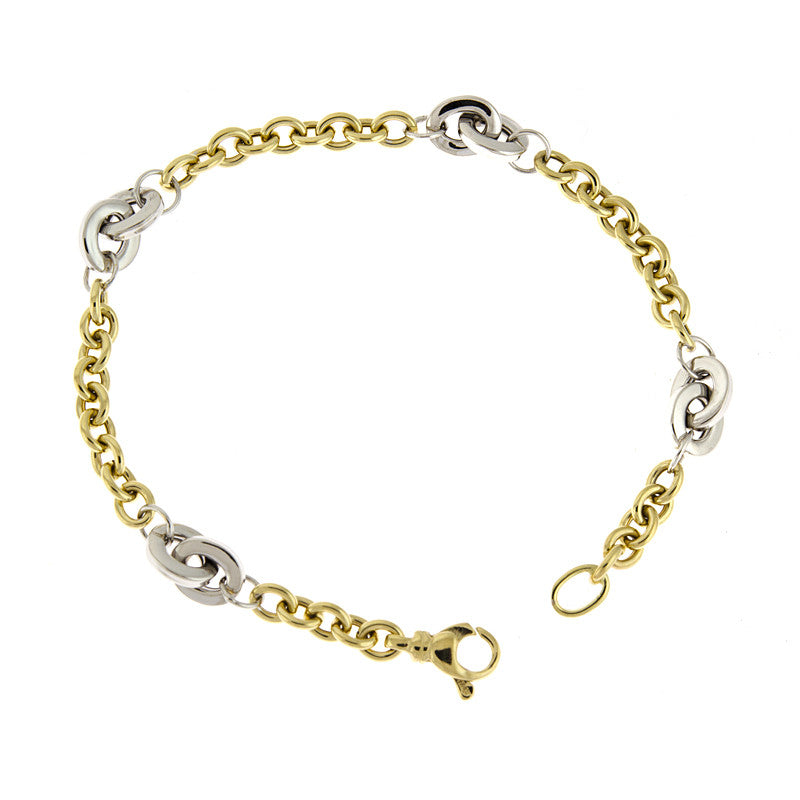 14K Yellow and White Gold Link Bracelet