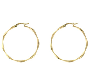 14K Twisted Gold Hoop Earrings