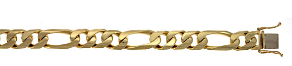 14K Yellow Gold Solid Figaro Link Bracelet, SOLD