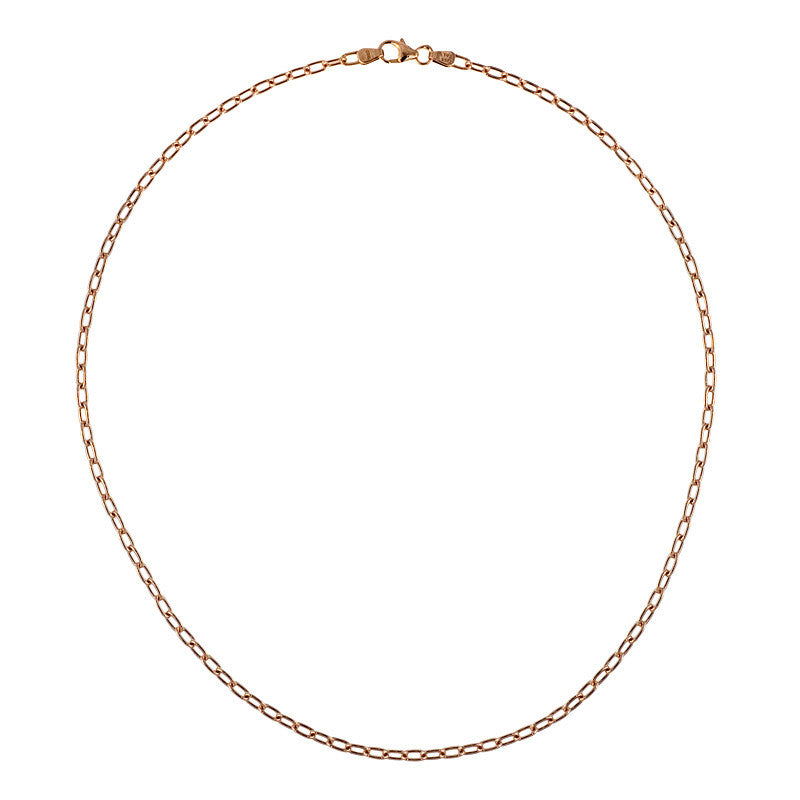 Italian Pink Gold Elongated Cable Link Chain