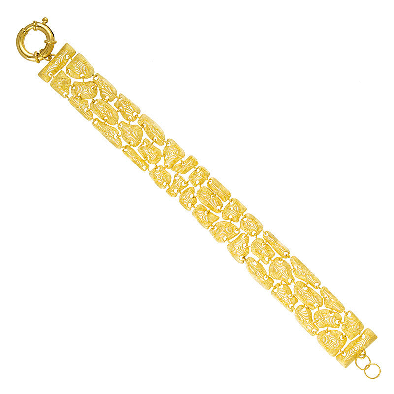 14k Yellow Gold Textured Link Bracelet