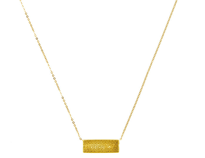 14K Yellow Gold Textured Bar Necklace, SOLD