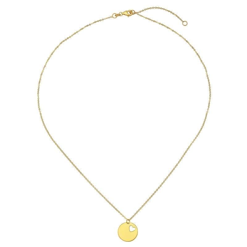 Gold Disc Necklace with Heart Cut-Out, SOLD