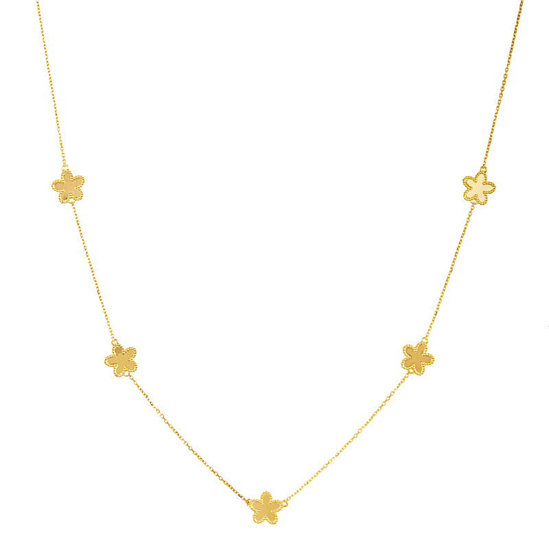 14K Gold Flower Chain Necklace