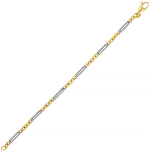 14k White and Yellow Gold Link Bracelet, SOLD