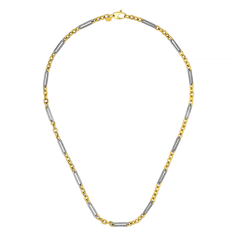 Yellow and White Gold Link Chain Necklace, SOLD