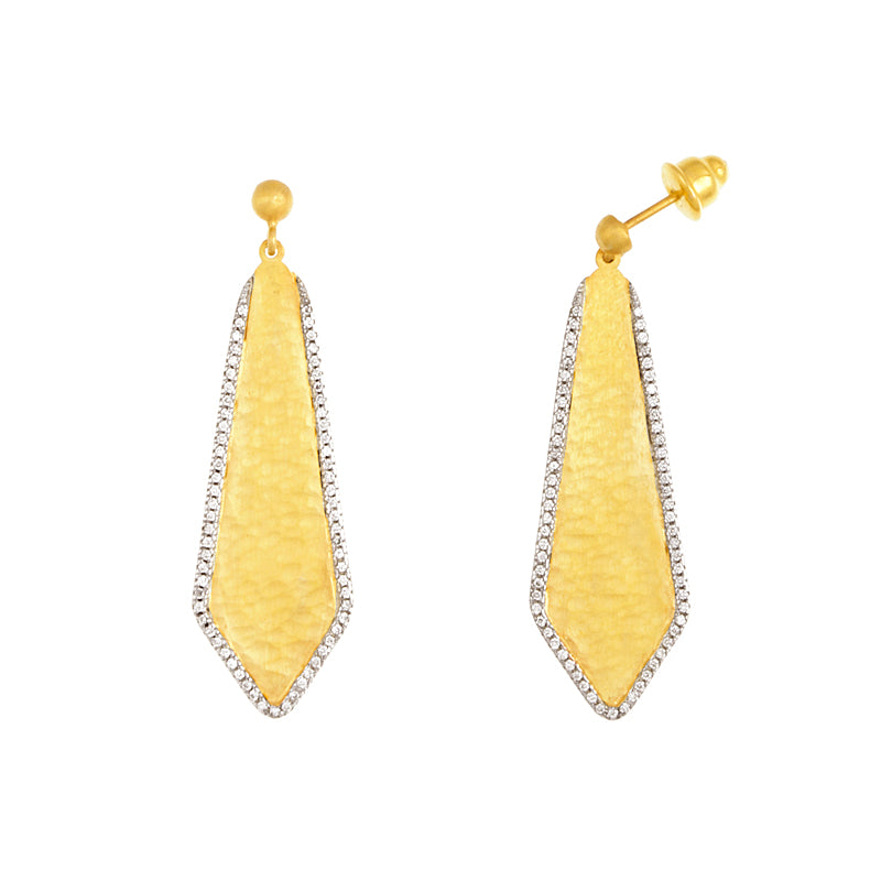 Hammered Gold and Diamond Earrings, SOLD
