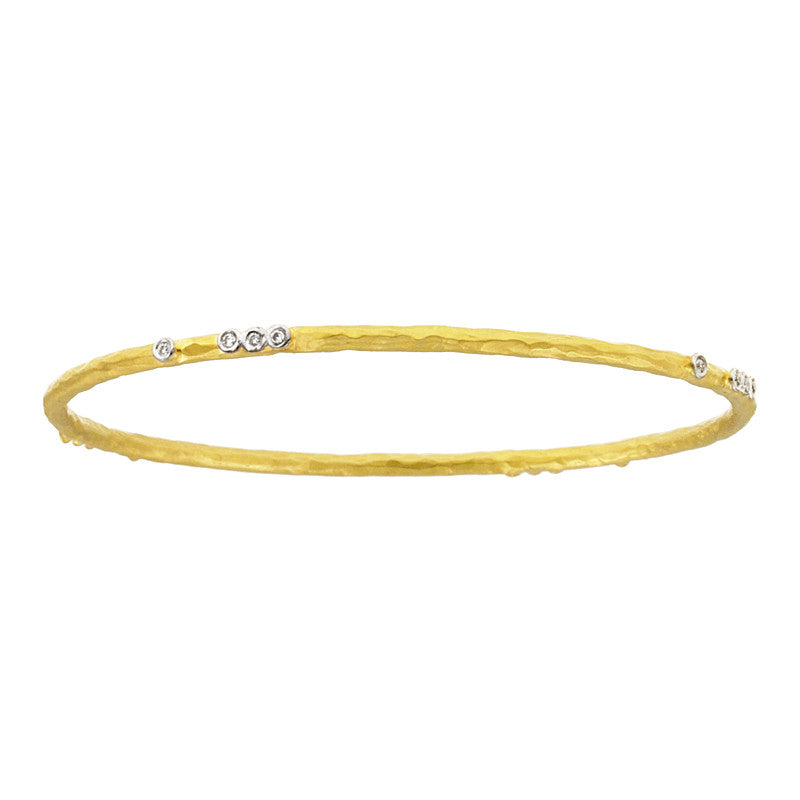 Hammered Gold Diamond Bangle Bracelet, SOLD – Deleuse Fine Jewelry