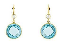 Blue Topaz and Quartz Crystal Earrings, SOLD