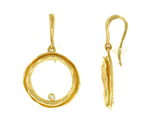 Textured Gold Earrings with Diamonds,SOLD