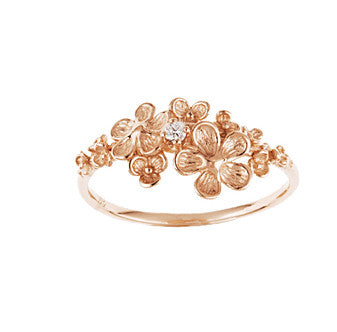 Italia Diamond Flower Ring in Rose, White or Yellow Gold