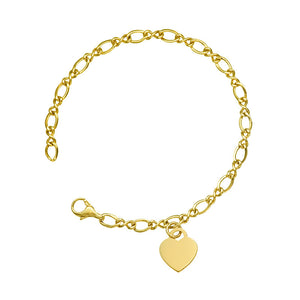 14K Gold Fancy Link Bracelet with Heart Charm