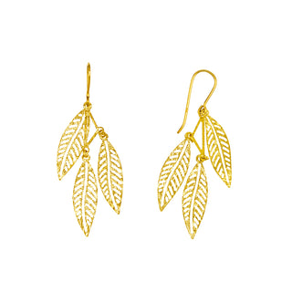14K Gold Leaf Motif Earrings