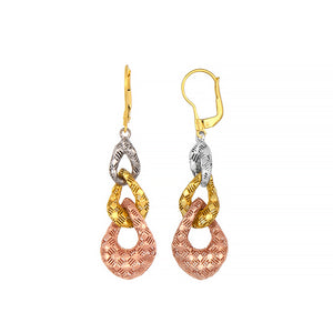 14K White, Yellow and Rose Gold Earrings