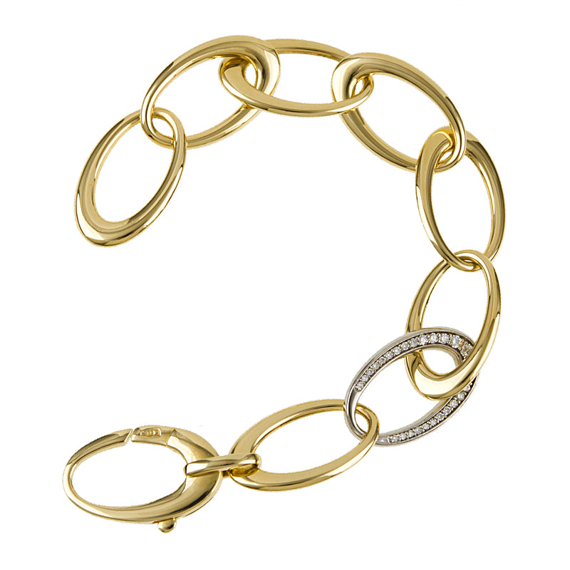 14K Gold Link Bracelet with Diamond Link