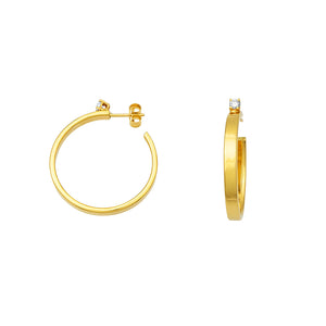 Gold Hoops with Diamonds, SOLD