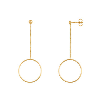 14K Gold Drop Circle Earrings
