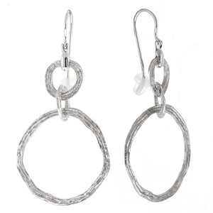 14k White Gold Textured Circle Earrings, SOLD