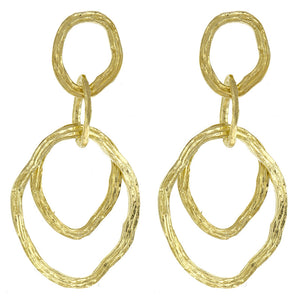 14K Yellow Gold Textured Earrings