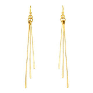 14k Gold Stick Drop Earrings with Diamond