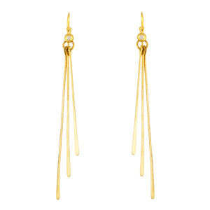 14k Gold Stick Drop Earrings with Diamond