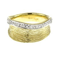 14k Textured Gold and Diamond Ring, SOLD