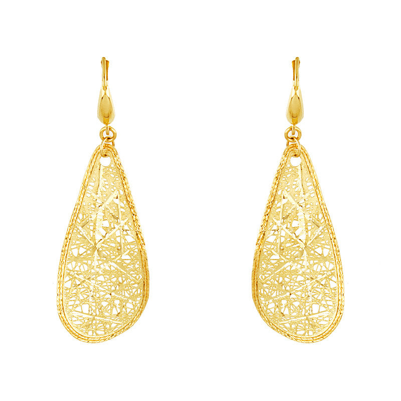 14k Yellow Gold Lace Earrings