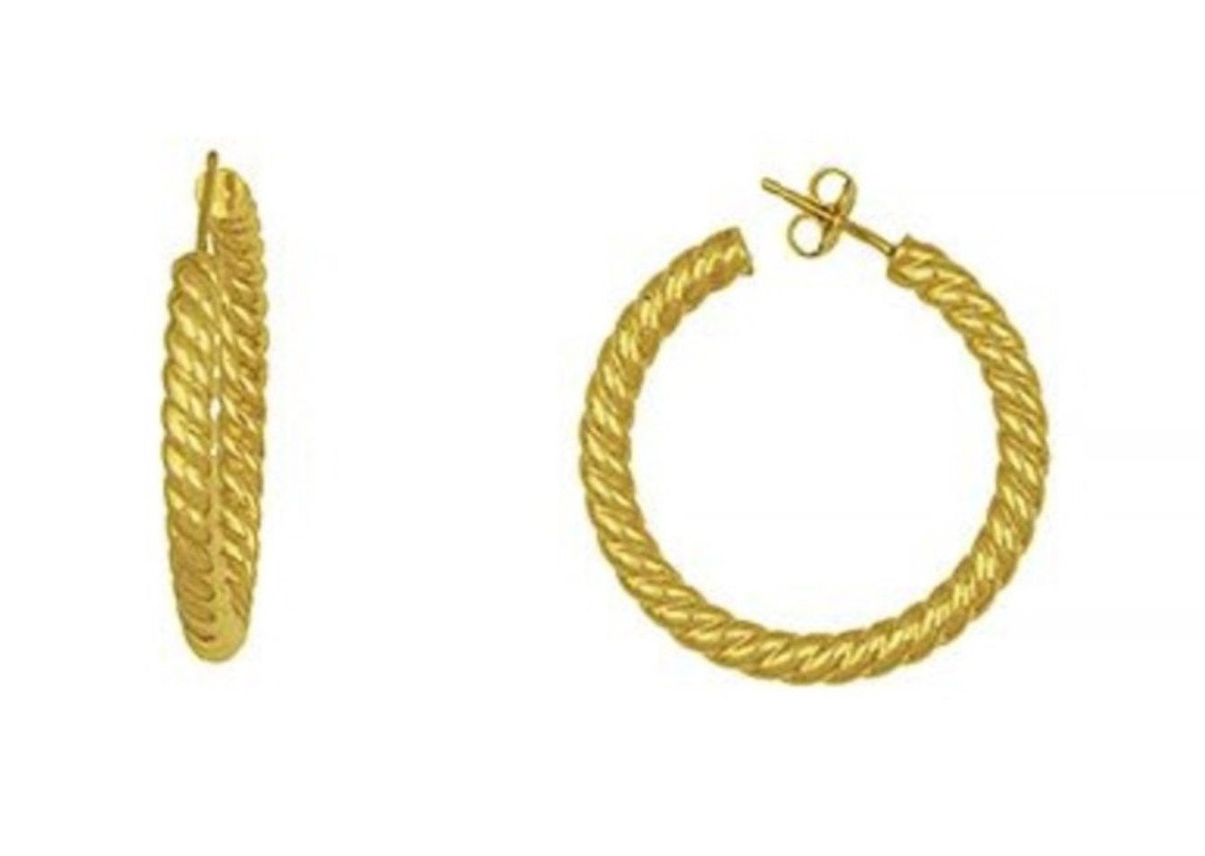 14k Rope Hoop Earrings, SOLD