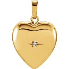 Gold Heart Locket with Diamond