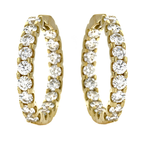 18K Gold Diamond Hoop Earrings, SUPER SALE, SOLD