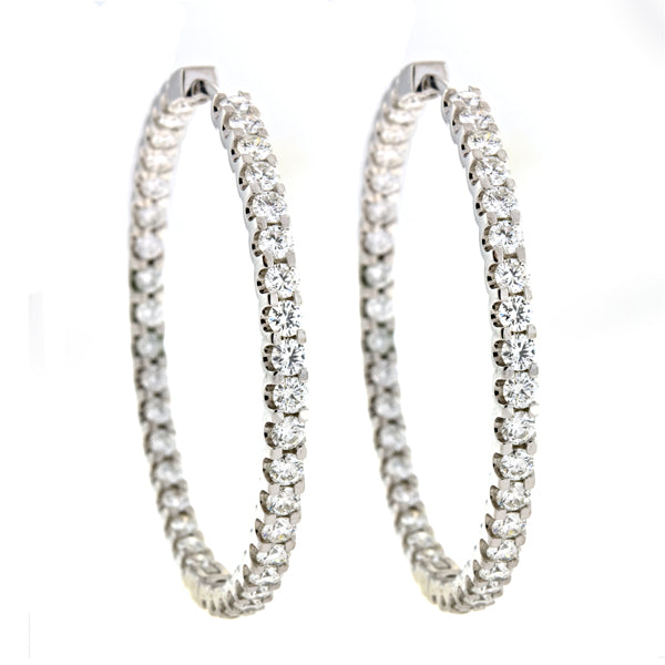 18K White Gold Diamond Hoop Earrings, SOLD