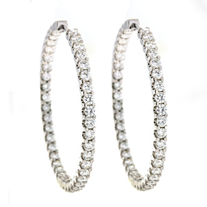 18K White Gold Diamond Hoop Earrings, SOLD