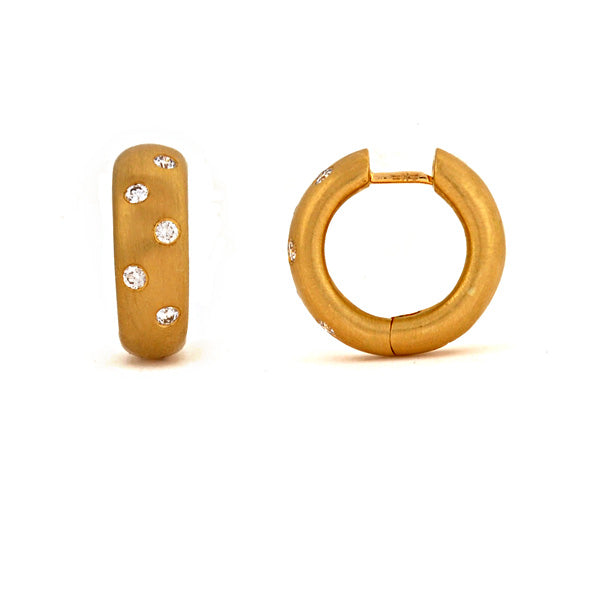 18K Gold Diamond Hoop Earrings, SALE, SOLD