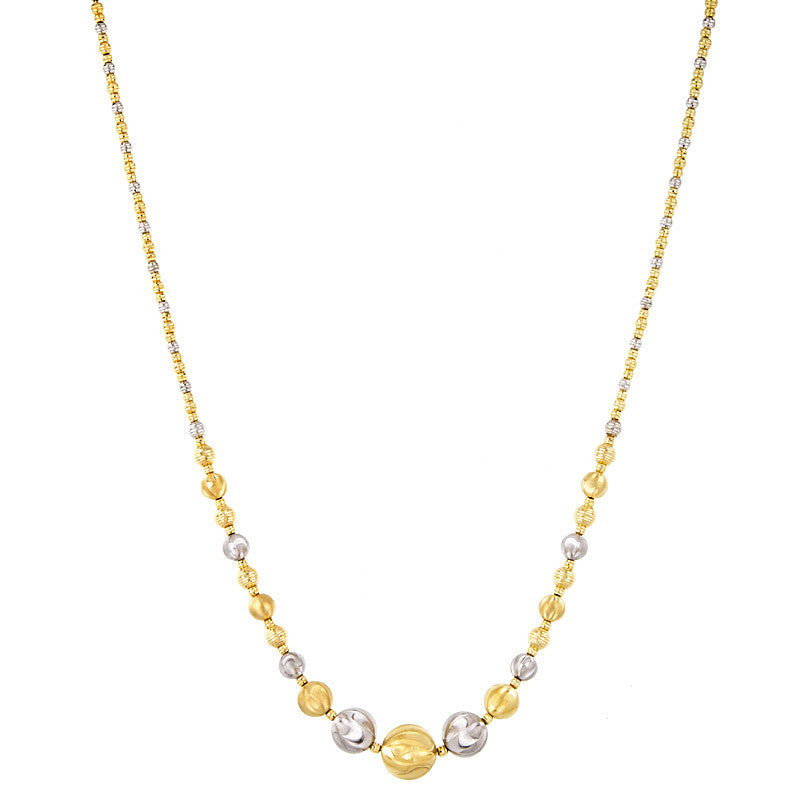 18K Yellow and White Gold Textured Bead Necklace, SOLD
