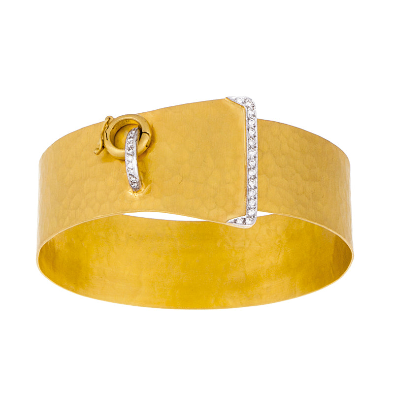 18k Hammered Yellow Gold  Diamond Bracelet, SALE, SOLD