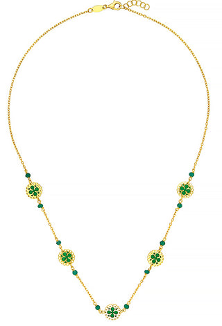 18k Gold Necklace with Green Enamel,SOLD
