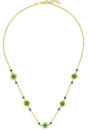 18k Gold Necklace with Green Enamel,SOLD
