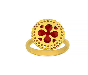 18K Gold Ring with Red Enamel, SOLD