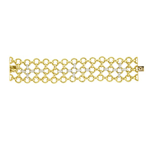 18K Gold Link Bracelet with Diamonds