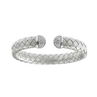 18k White Gold Woven Cuff Bracelet with Diamonds, SOLD