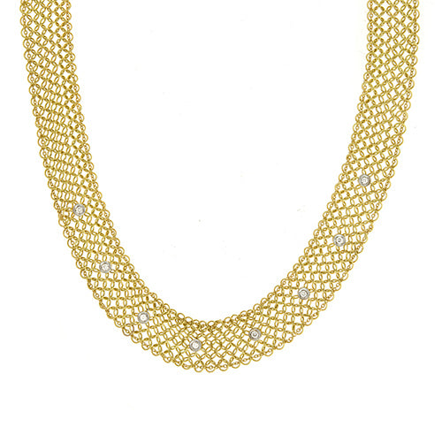 18K Gold Mesh Diamond Necklace, SOLD