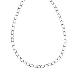18K White Gold Solid Oval Chain