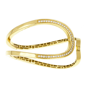 18K Gold Diamond Open Wave Cuff Bracelet, SOLD