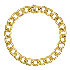 Italian 18K Yellow Gold Wide Link Necklace