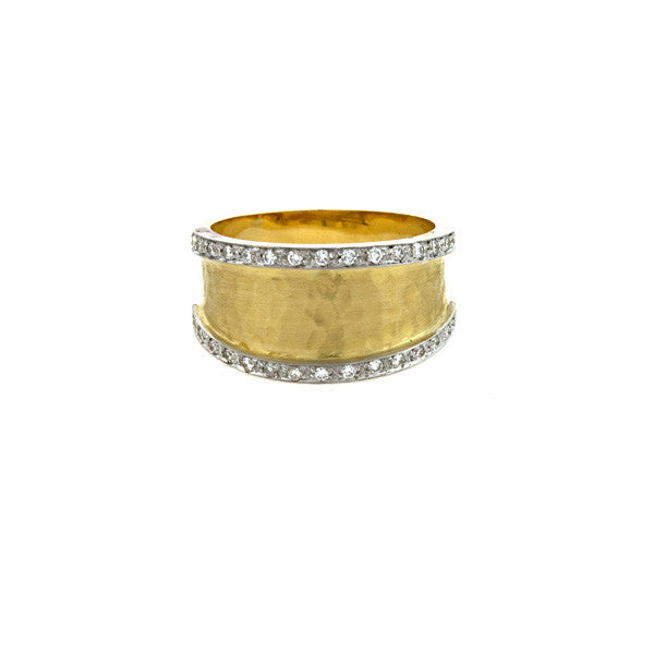 Hammered Gold Diamond Ring
