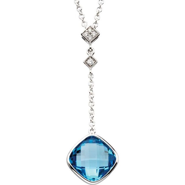 Diamond and Blue Topaz Y Necklace, SOLD